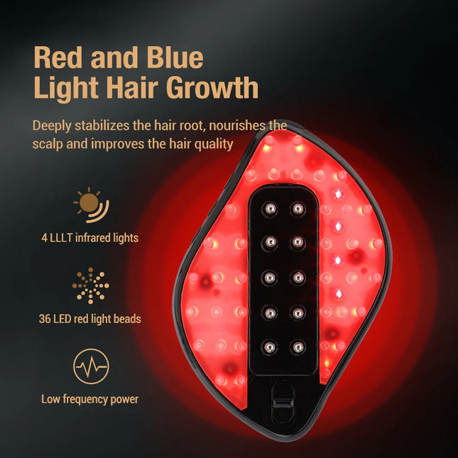 Rot und Blau Licht Haar Wachstum Kamm Multi-funktionale Haar Gesundheit Kamm Kopfhaut Applikator Essenz Importeur Vibration Massage Haar