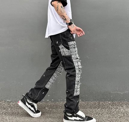 RetroRide Checkered Ripped Jeans