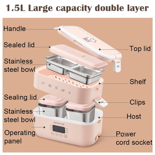 2024 New Electric Lunch Box insulation  in heating steaming cooking portable dry burning proof FH550  Brown