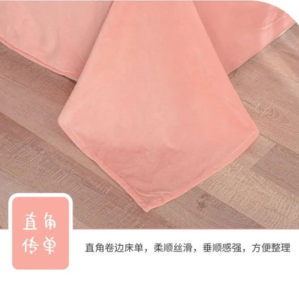 Luxury Autumn Winter Warm Pink Bedding Set Plush Kawaii Mink Velvet Queen Duvet Cover Set with Sheets Single Double Bedding Sets