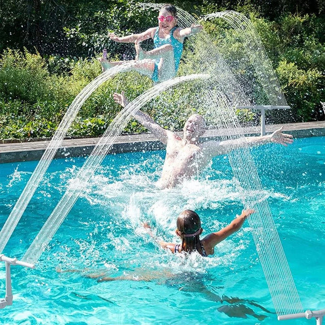 Kreativer Pool-Brunnen-Sprüher, Doppelspray, Wasserbrunnen, verstellbarer Wasserfall, Pool-Sprinkler, lustiges Schwimmbad-Zubehör