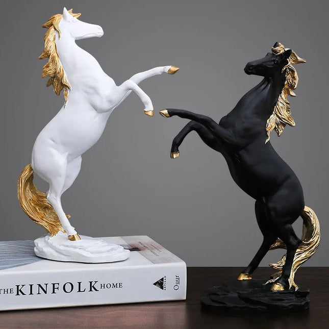 Artisan Equine Majesty - Golden Horse Desktop Sculpture