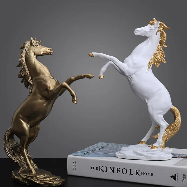 Artisan Equine Majesty - Golden Horse Desktop Sculpture