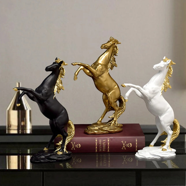 Artisan Equine Majesty - Golden Horse Desktop Sculpture