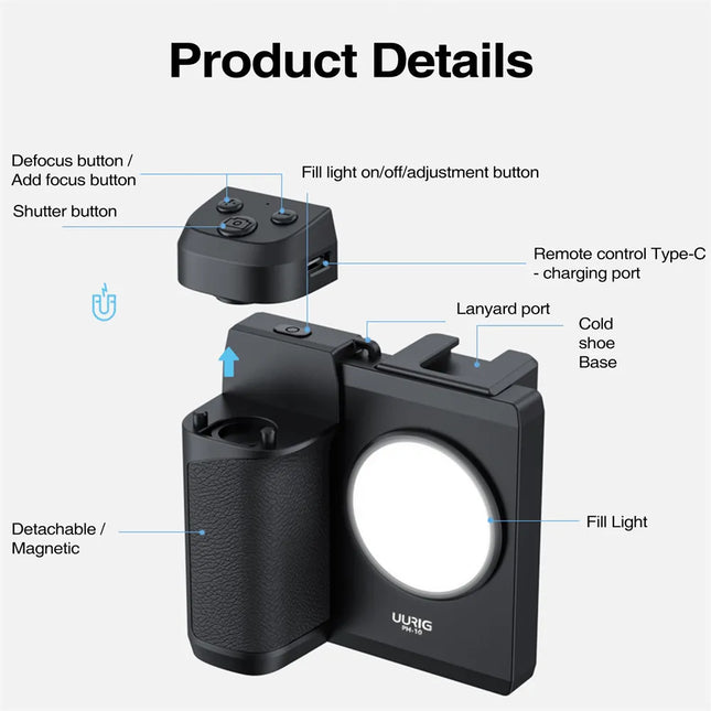 SnapBoost™ Phone Stabilizer with Bluetooth Capture and Fill Light